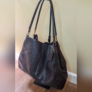 Coach Pebble Leather Purse Madison Brown 3 Compartment Bag Hangtag Phoebe